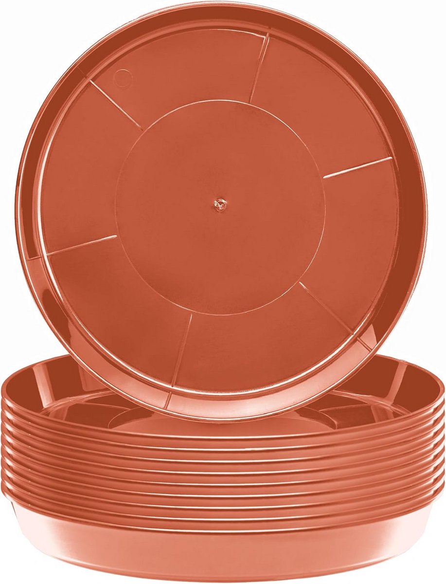Set van 10 Ronde Plantenbakonderzetters Terracotta ⌀ 40cm voor Binnen en Buiten