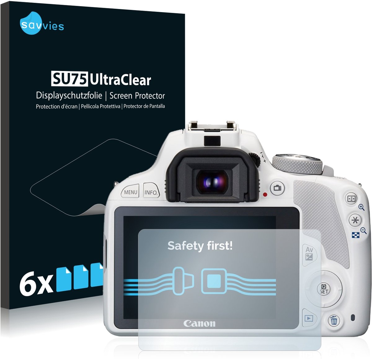 Savvies - Screenprotector voor Canon EOS 100D - Folie Beschermfolie transparant 6 Stuks