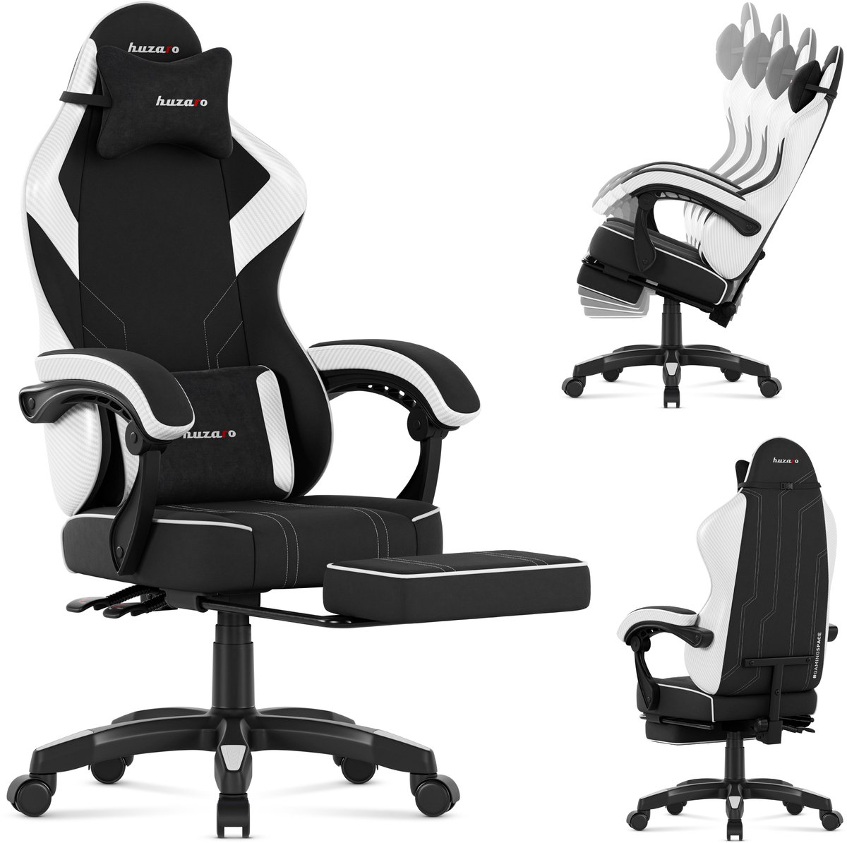 Huzaro Force 3.7 Ergonomische Gamestoel met Voetsteun - Comfortabele Bureaustoel - White