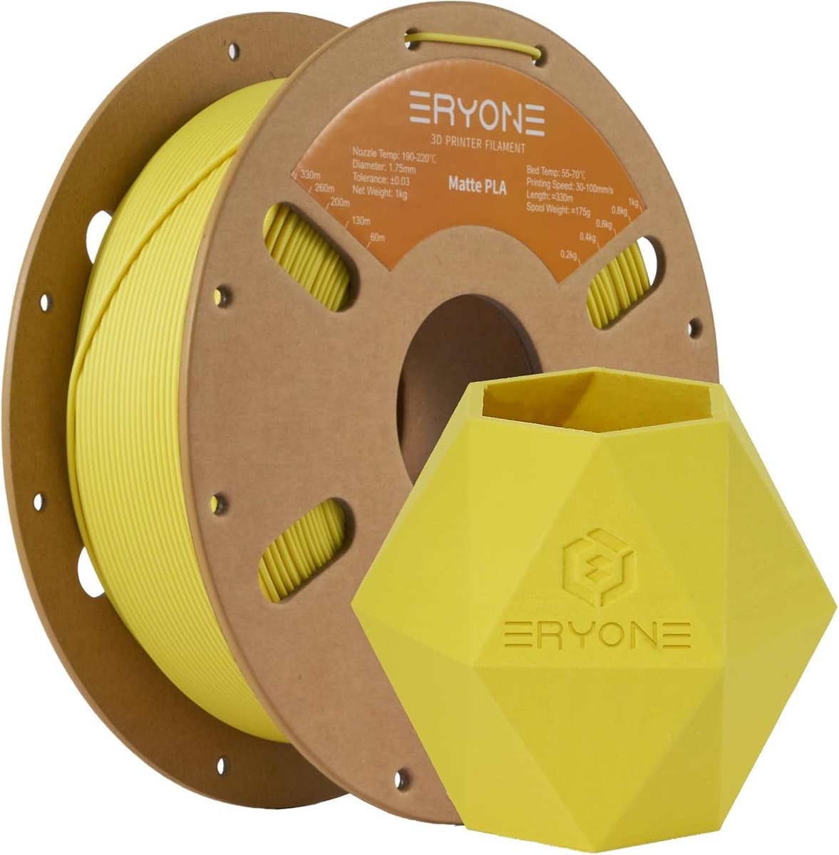 Matte PLA 3D Printer Filament 1KG 1.75mm Geel - Hoge Precisie