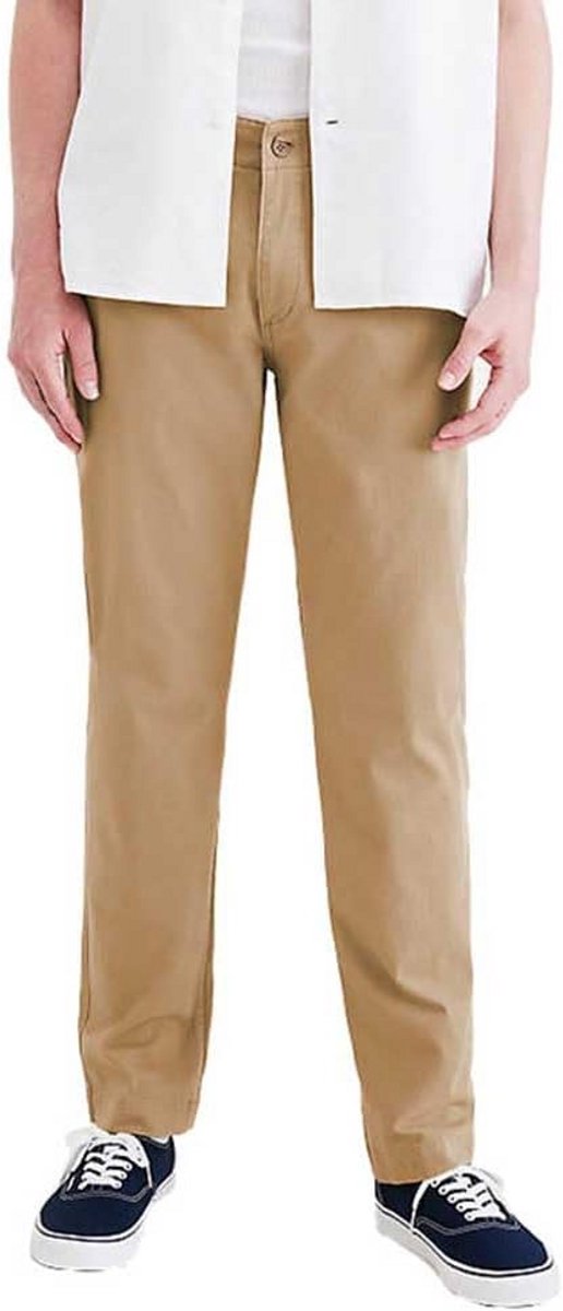 Heren Slim Fit Chino Broek met Comfortabele 360 Flex Stretch Kaki