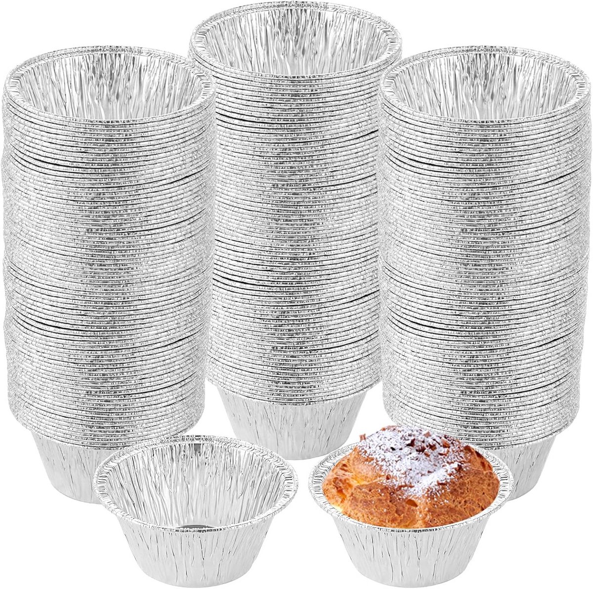 150 stuks Ronde Aluminium Muffinvormpjes voor Cupcakes en Taartjes