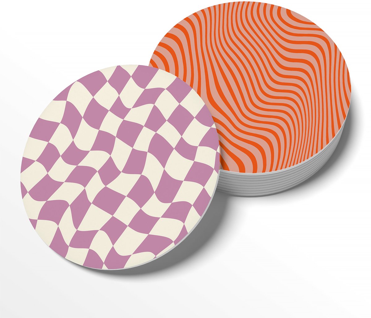 BONT | Onderzetters - 6 stuks - Swirl - Coasters - Rond - Kunst - Watervast - Interieurobject - 10cm - Kunststof