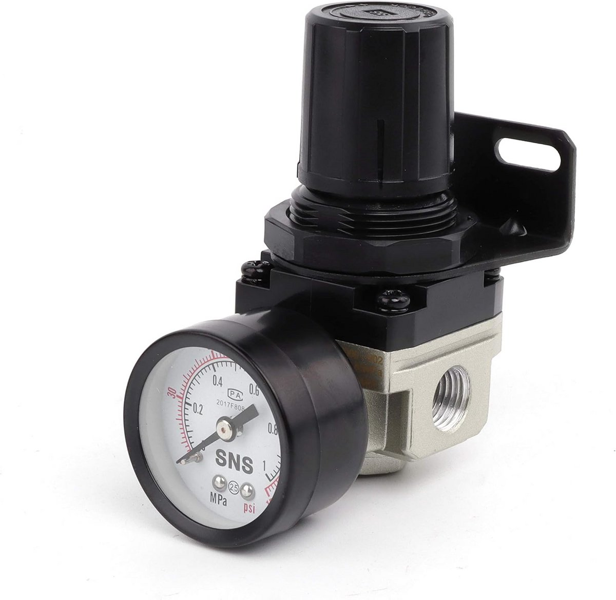 Verstelbare Luchtdrukregelaar met Manometer en Beugel 1/8 NPT 0-150 PSI