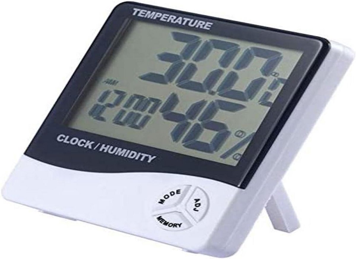 Digitale Klok met Datum, LCD-display, Binnen-Thermometer en Hygrometer