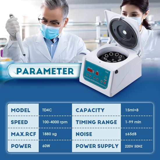 Centrifuge met LED-Display voor PRP-Sap, 4000 RPM, 8 x 15 ml Rotatiecapaciteit — afbeelding 5
