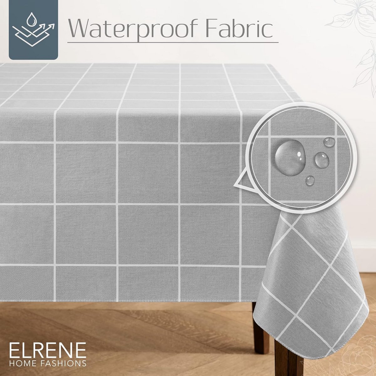 Water- en Vlekbestendig Vinyl Tafelkleed 132x132 cm - Vierkant Grijs Ruitpatroon