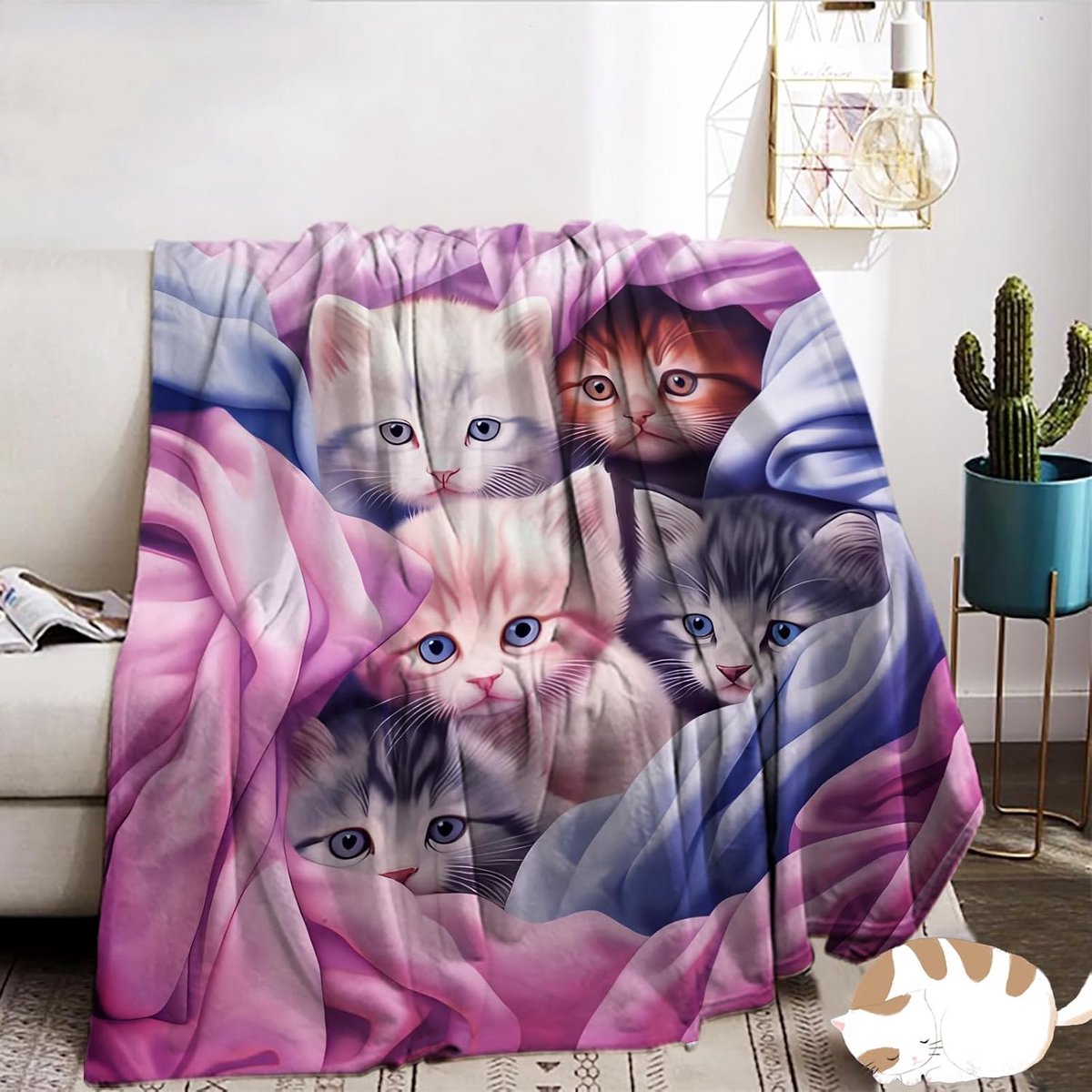 Zachte Flanellen Deken met Katoenprint 150x200 cm - Comfortabele Plaid voor Bank, Bed en Kinderkamer