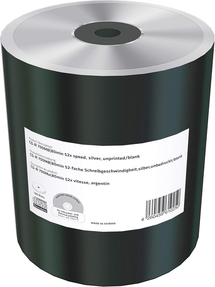 100x CD-R Blanco +R 700MB 80min 52x Snelheid Zilverfolie Opslagmedia