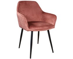 Eetkamerstoel met armleuning Ares velvet roze eetstoel zetel