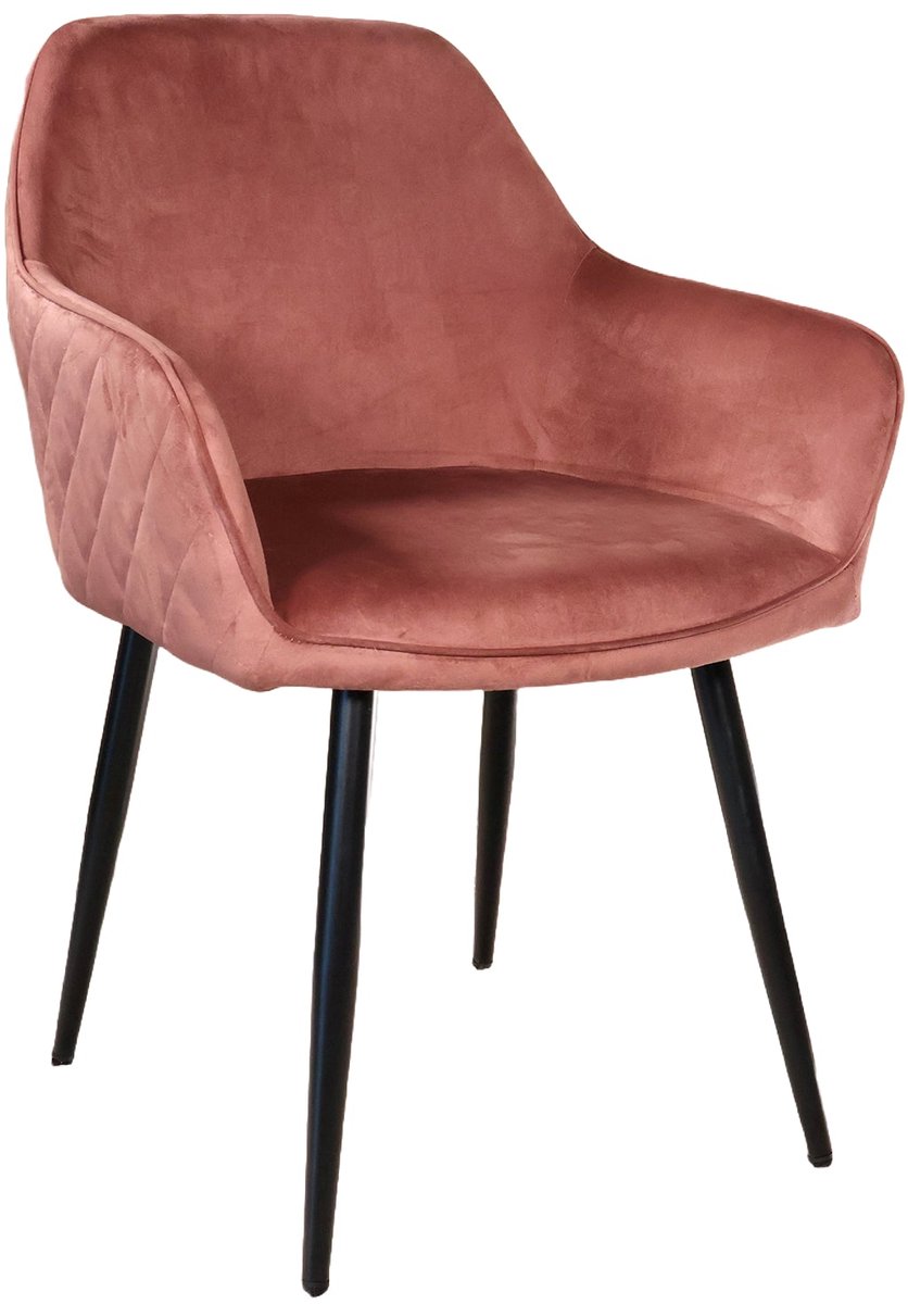 Lizzely Garden & Living Eetkamerstoel met armleuning Ares velvet roze eetstoel zetel