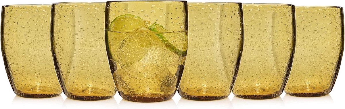 Set van 6 Drinkglazen met Druppelstructuur - Waterglazen in Verschillende Kleuren