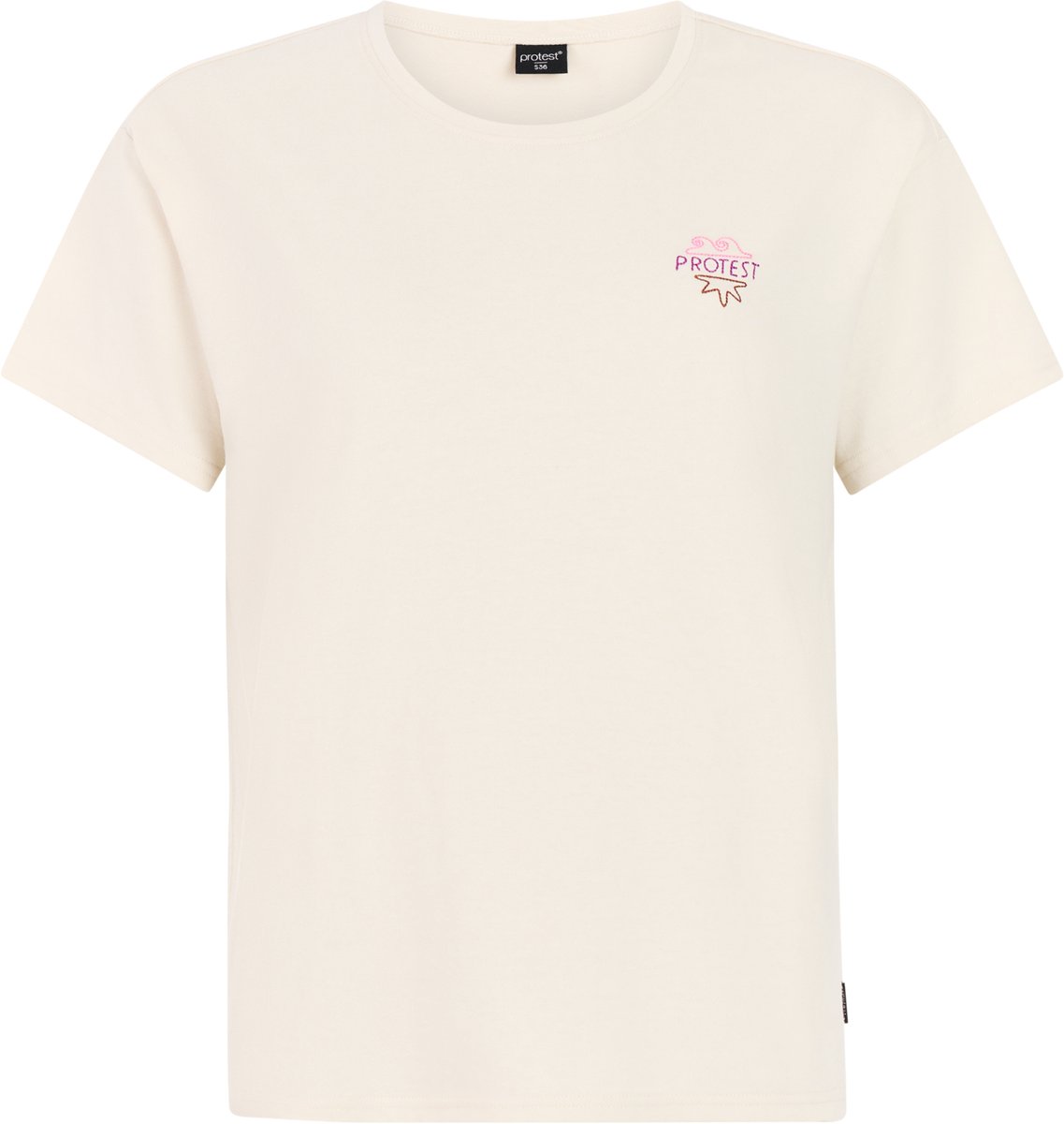 Protest PRTHabe T-shirt Dames Korte mouwen Ronde hals Normale pasvorm Crème Kitoffwhite