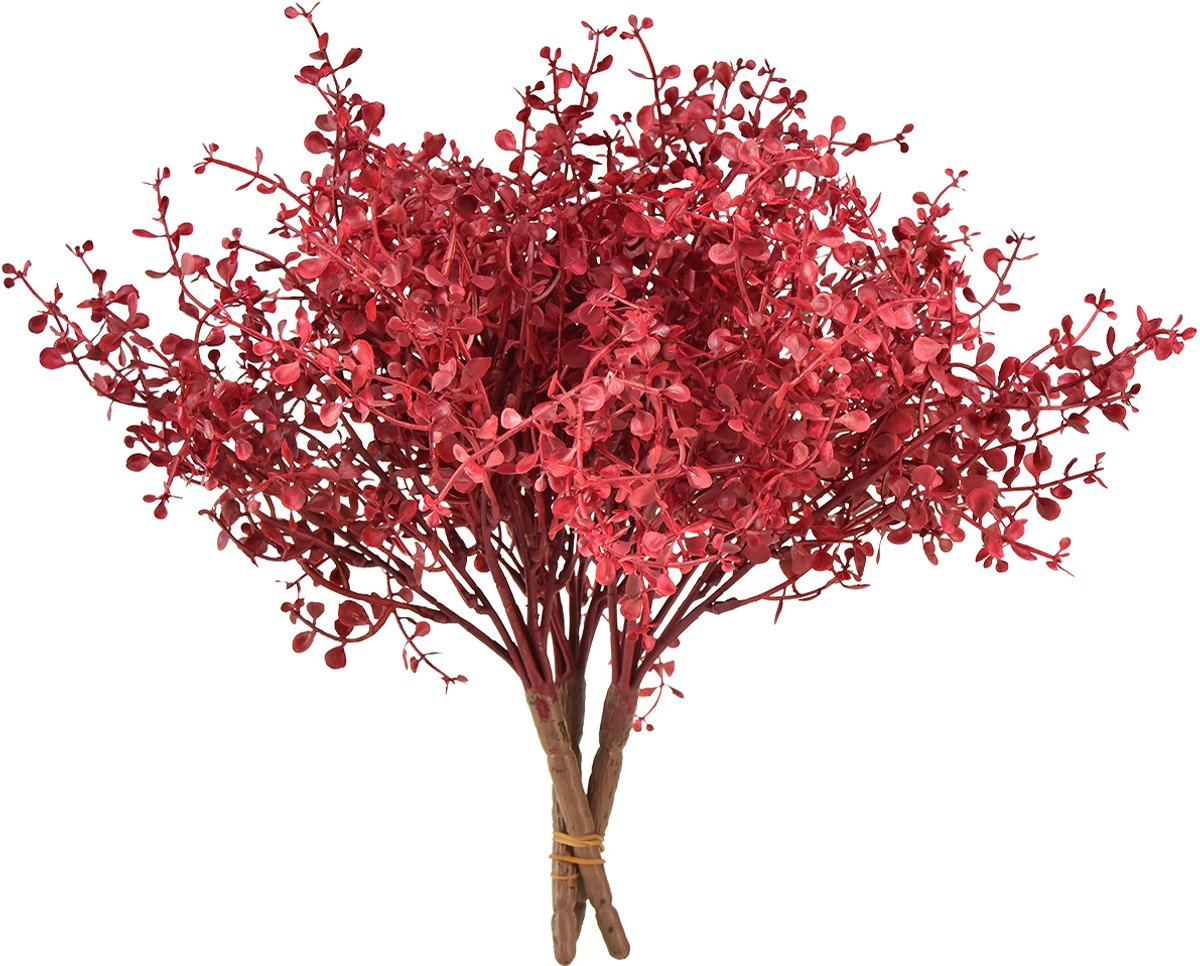 Viana Eucalyptusstruik rode kunstplant eucalyptus 28cm 3st, 3 Stück rood
