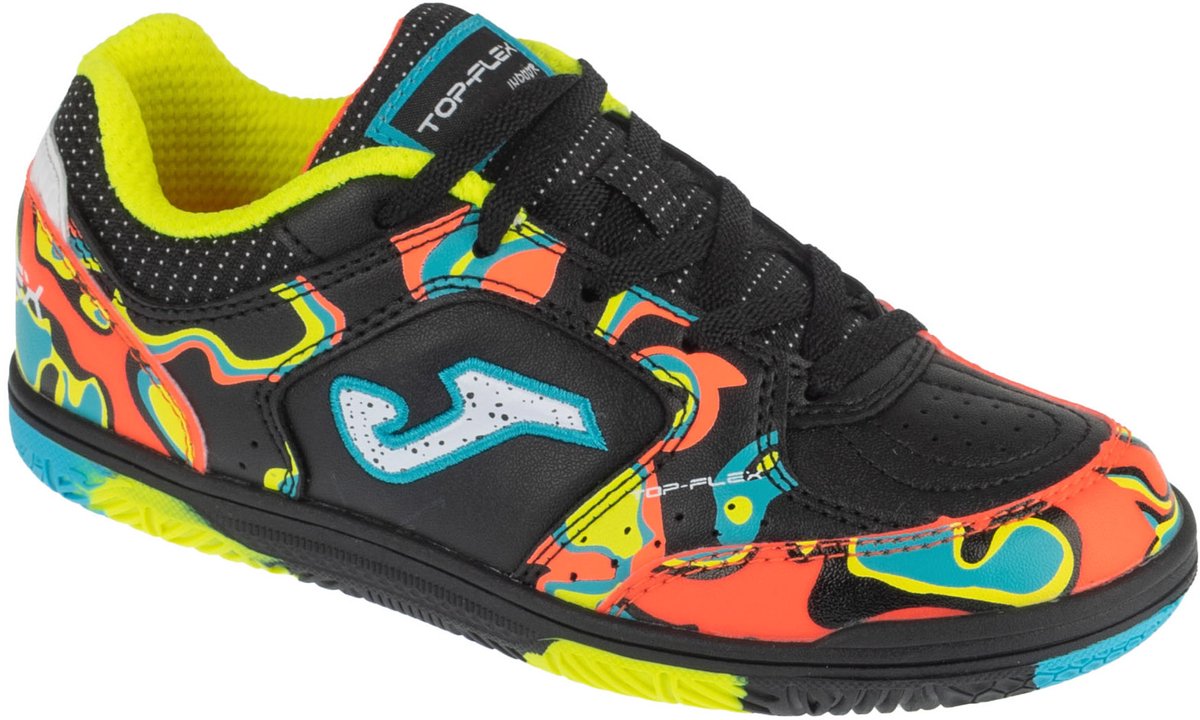 Zwarte Joma Top Flex Jr 26 TPJS IN indoorschoenen voor jongens, maat 37, met kleurrijke details en synthetisch leder.