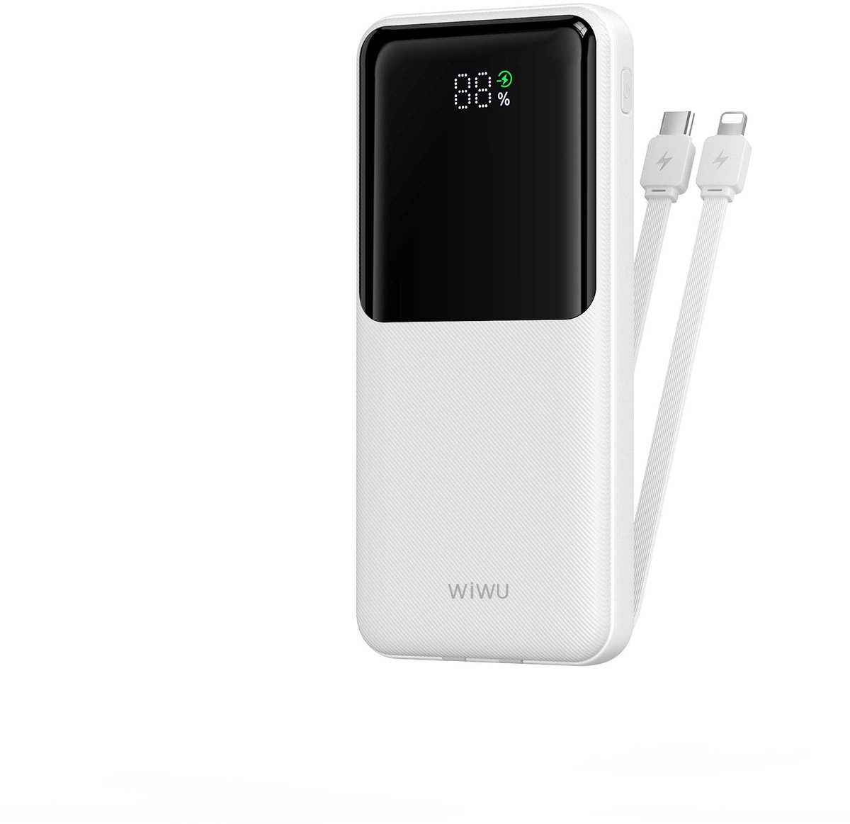 WiWU Powerbank 10000mAh 2-in-1 kabel Type-C en Lightning - Digital display - Wit