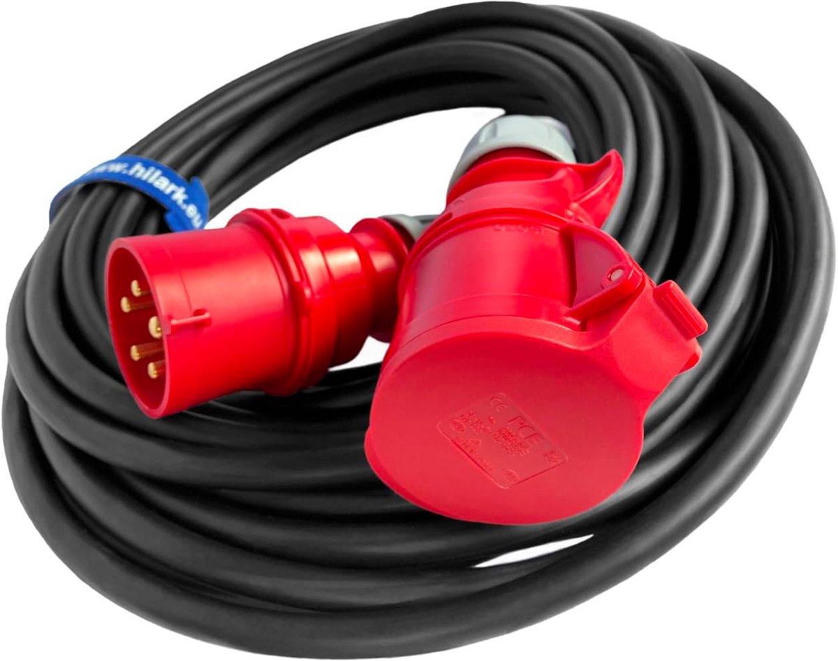Rubberen Verlengsnoer 5x2,5mm² H07RN-F Zwart voor Industrie en Buiten - 50 Meter