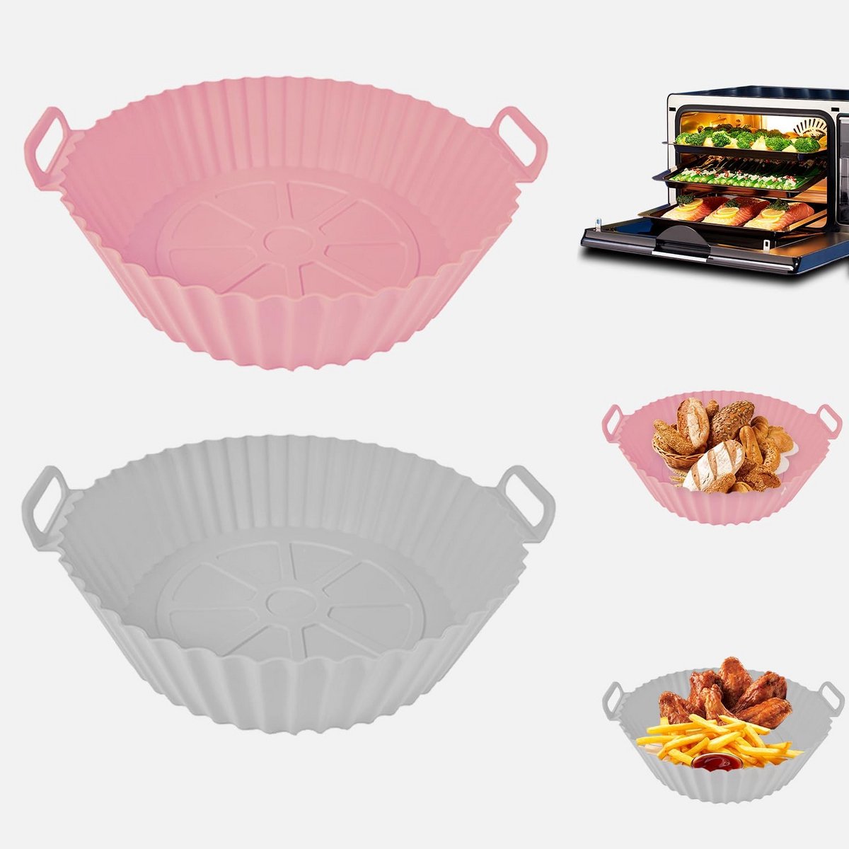 2 stuks Siliconen Bakvormen voor Airfryer en Frituurmand