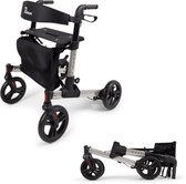 Parvum Riva Rollator - Dubbel opvouwbaar en lichtgewicht (6,6kg) - Incl. stokhouder, tas & rugleuning - Grijs