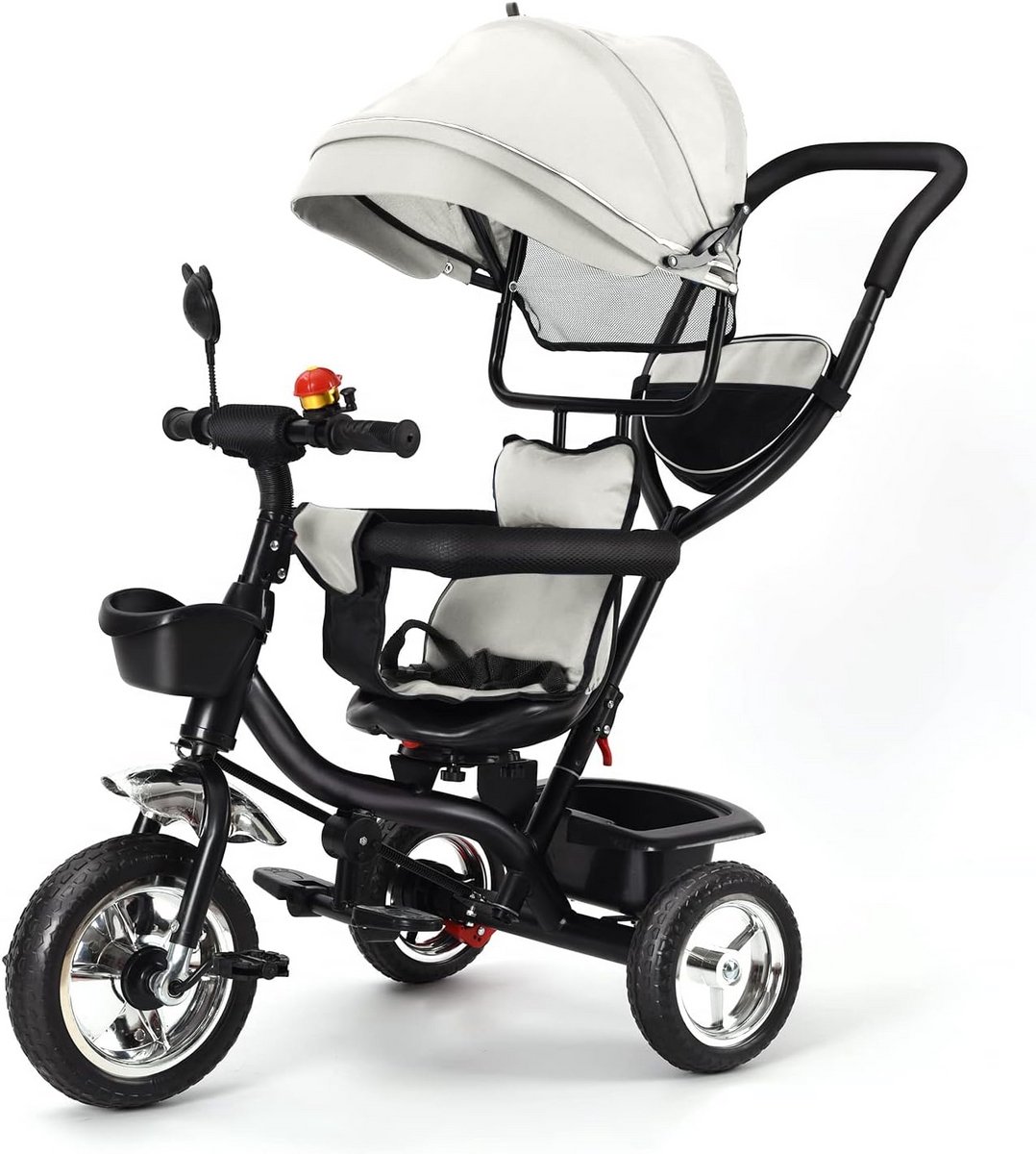 3-in-1 Loopfiets voor Baby's en Peuters met Duwstang en Zonnedak