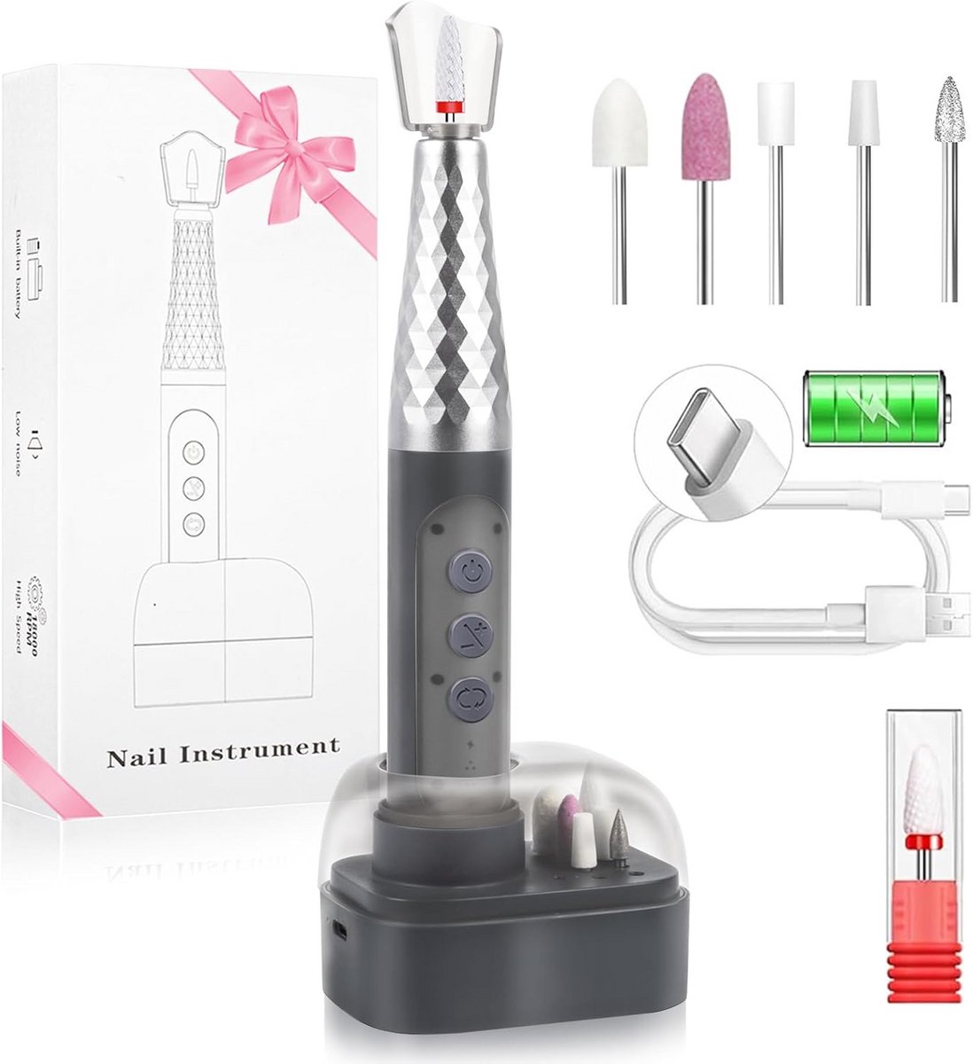 Draadloze Elektrische Nagelboorset voor Professionele Manicure en Pedicure: Gel en Acryl