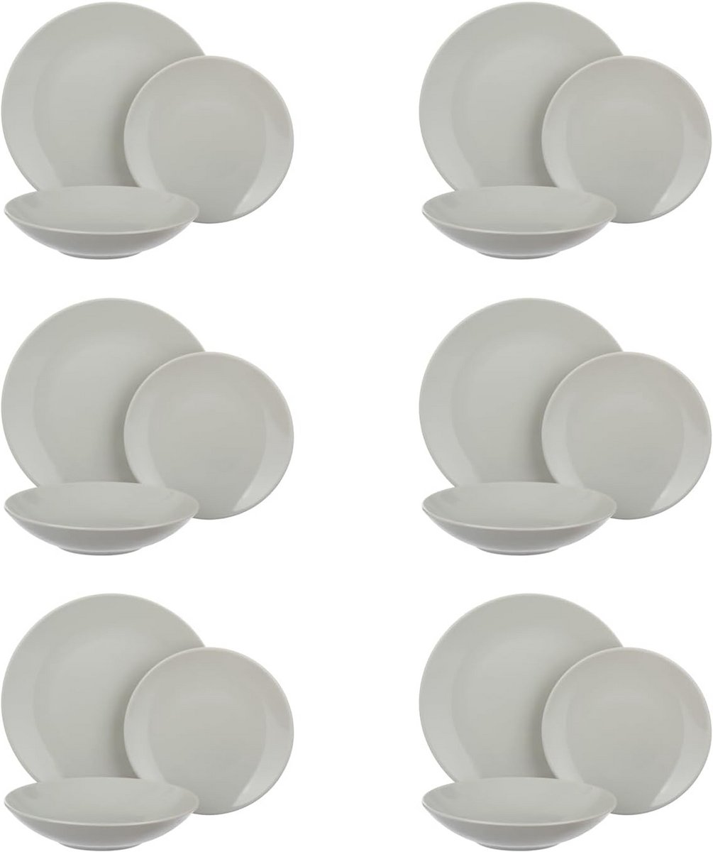 18-delig Servies Set Grijs Keramiek