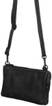 Zwarte leren clutch met schouderband