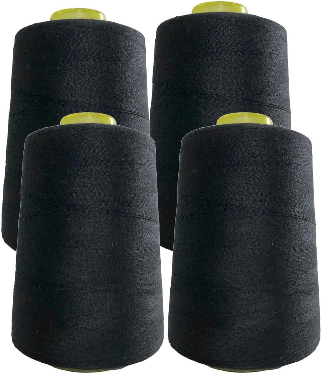 Set van 4 Sterke Polyester Naaigaren Spoelen 4500 Meter Zwart