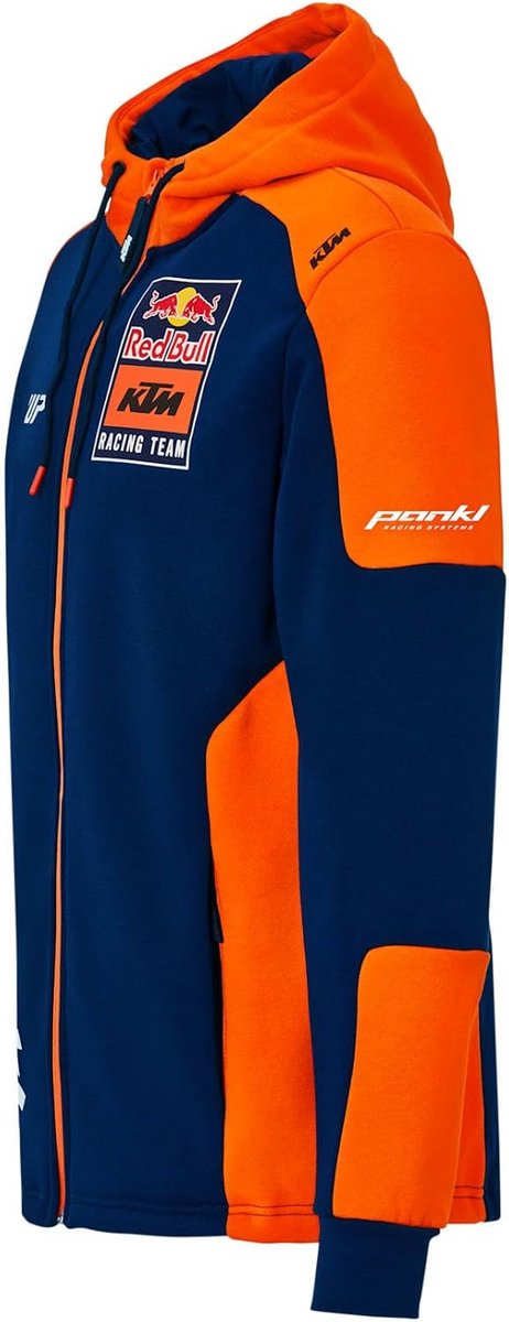 Heren Hoodie Met Ritssluiting - Race Team Design - Blauw/Oranje — afbeelding 3