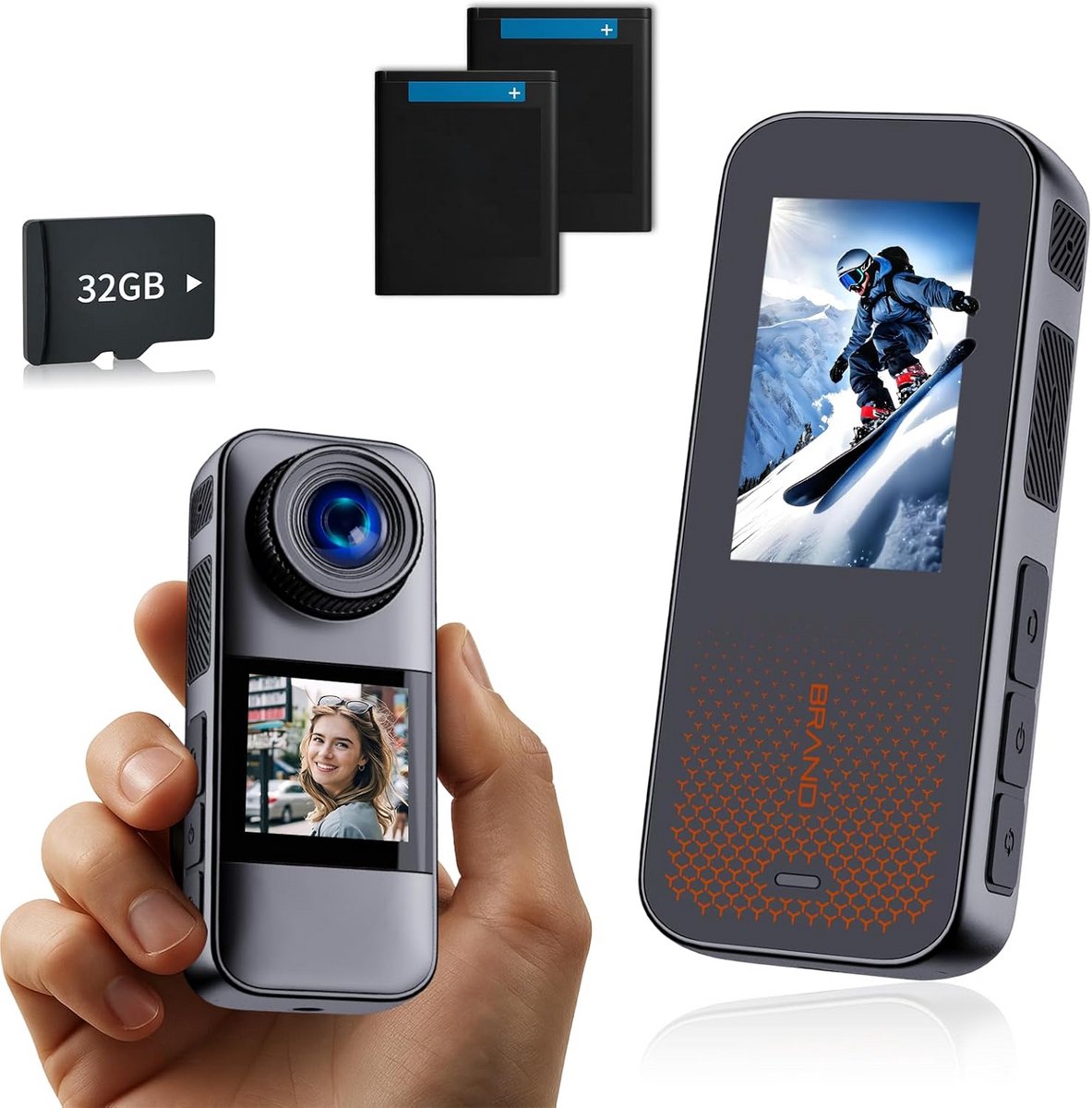 Motorfiets Actiecamera met Dual Scherm en 32GB Geheugenkaart