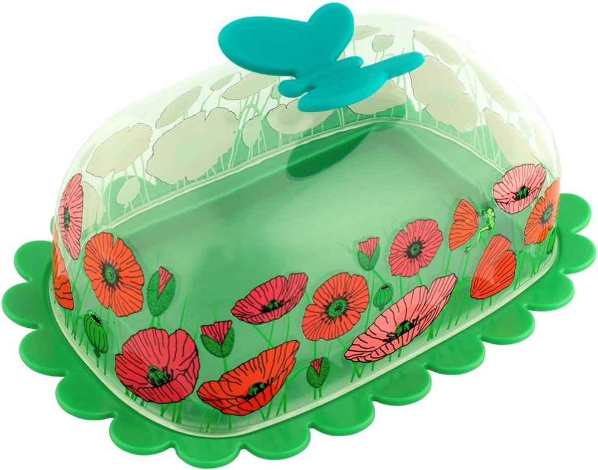 Porseleinen Boterdoos met Vlinders en Bloemen