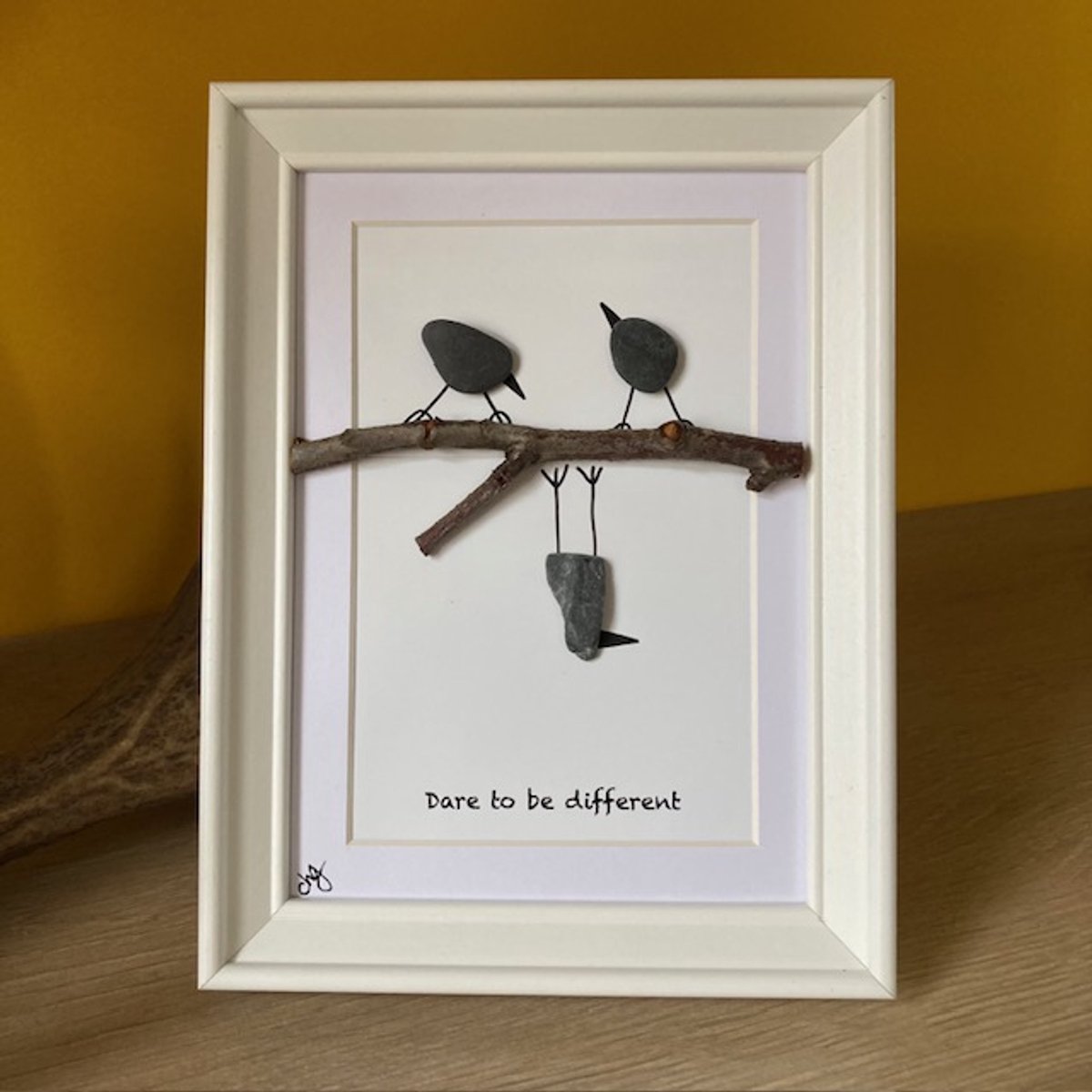 Schilderijtje 3D: Dare to be different. 16 x 21 cm