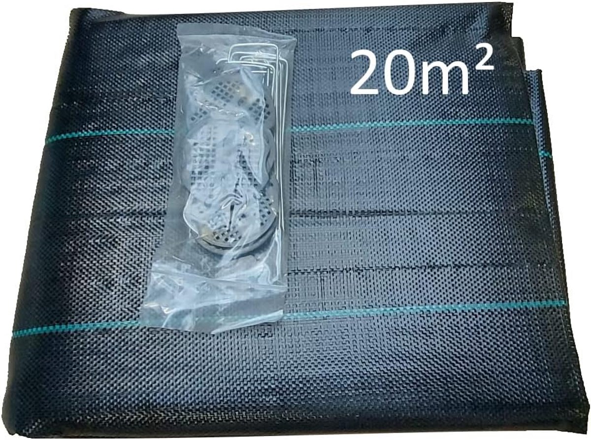 Zwaar Onkruiddoek 20m² - UV-stabiel Bodemweefsel Inclusief Grondankers