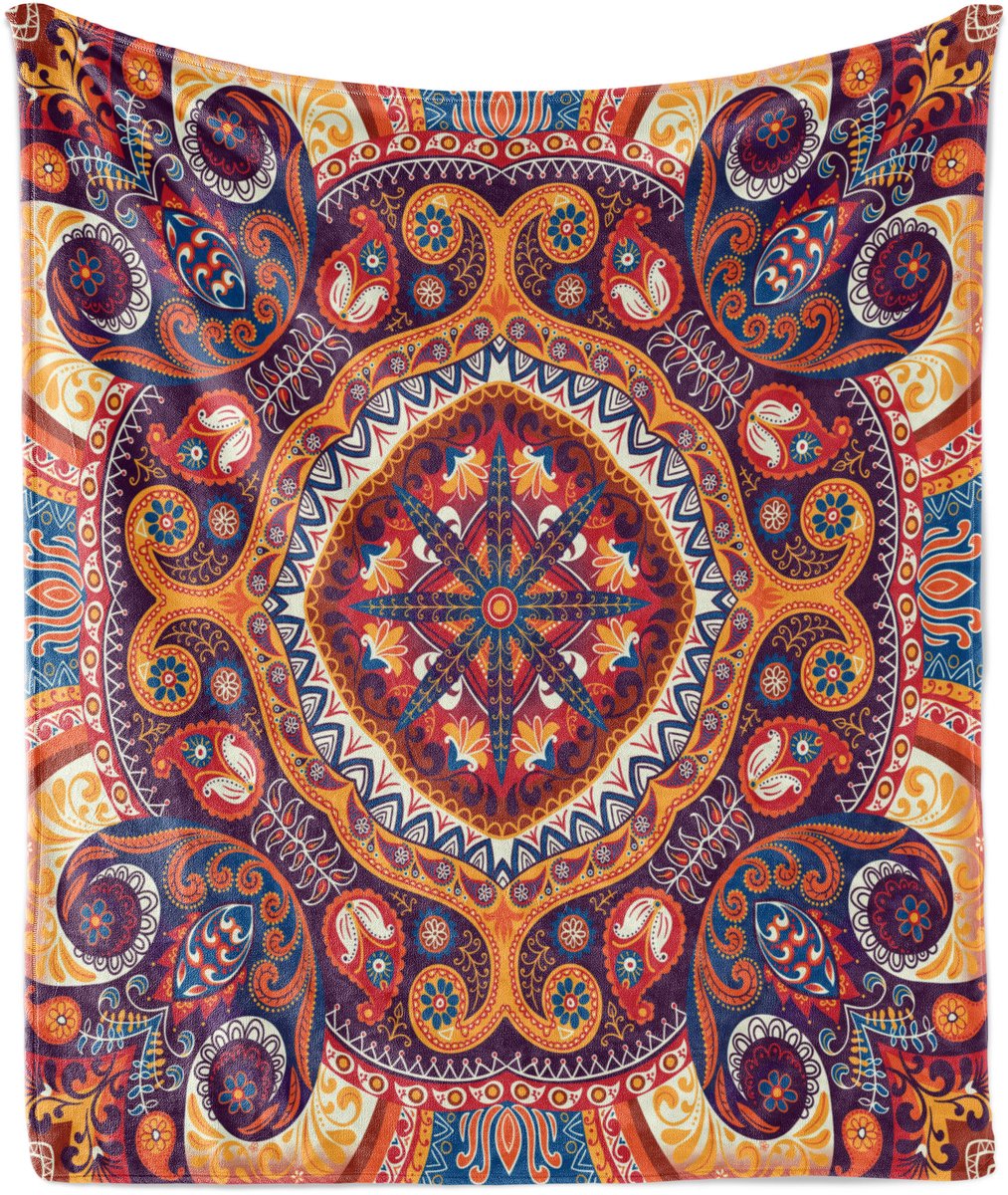 ABAKUHAUS Paisley zachte flanellen fleece deken, bloemenkleed, knusse pluche plaid, 175 x 230 cm, paarsrood