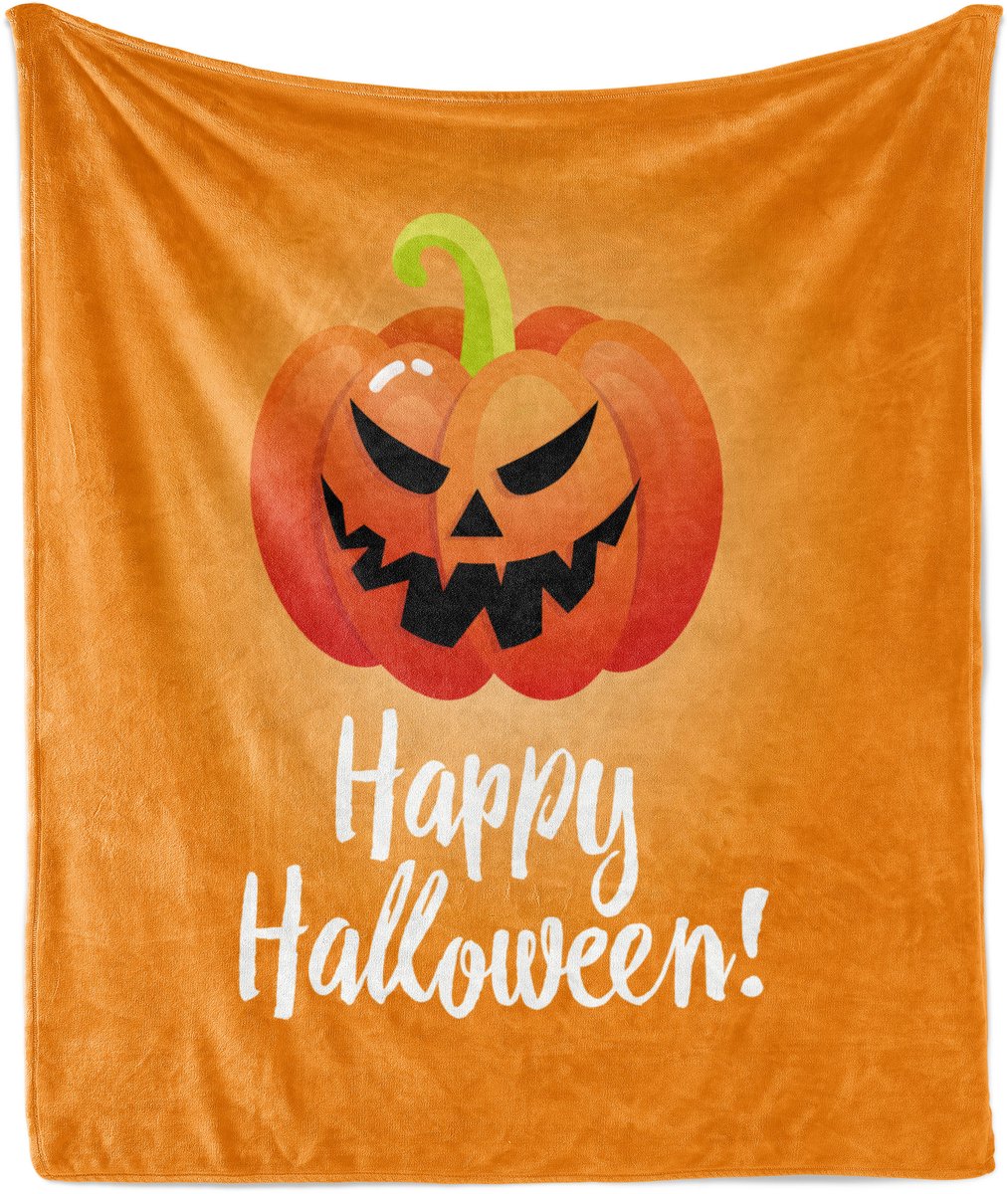 ABAKUHAUS Halloween zachte flanellen fleece deken, griezelige lachende pompoen, pluche plaid, 175 x 230 cm, oranje, scharlakenrood en limoengroen