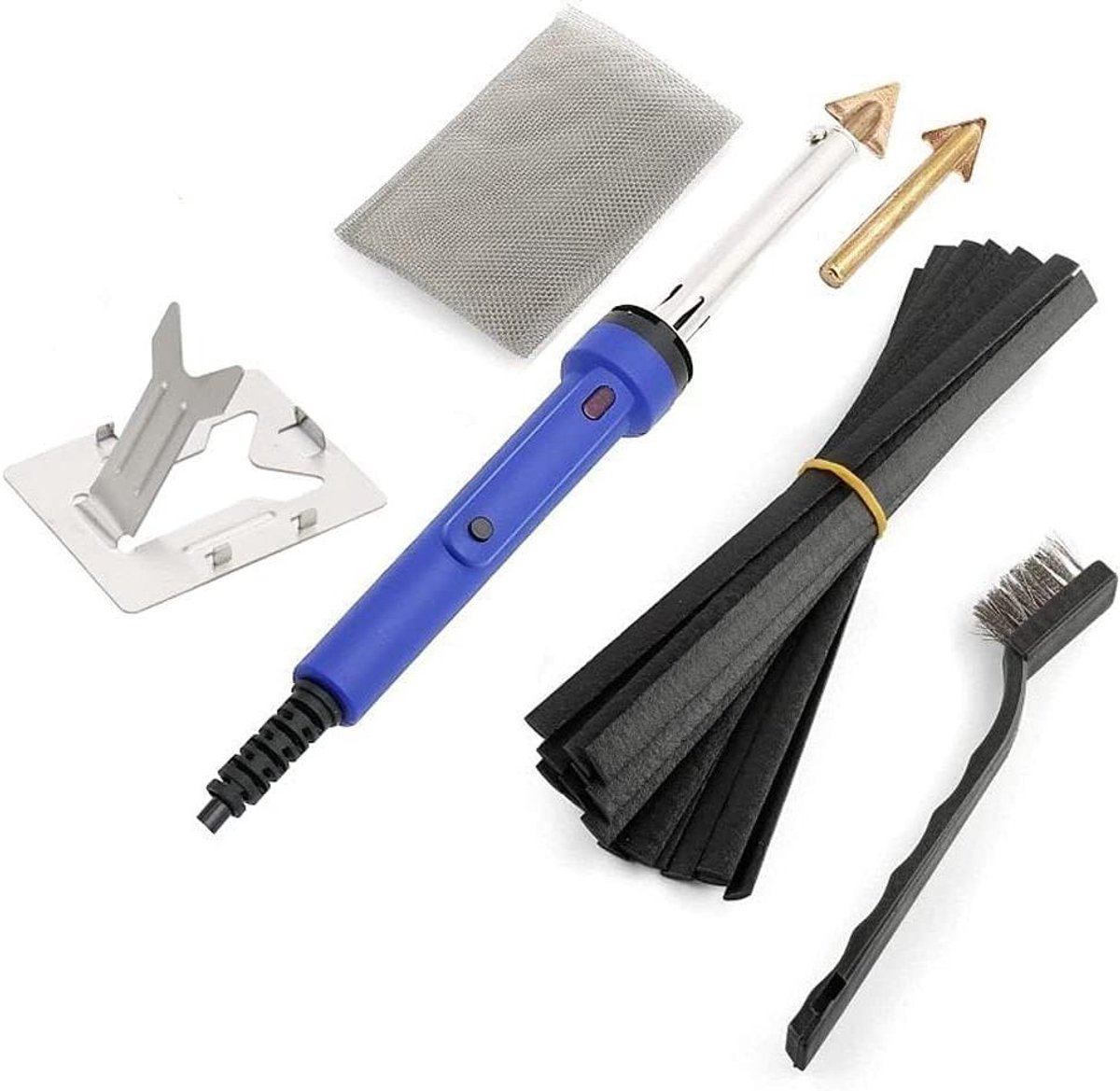 Allecto- Kunststof lasserkit - Reparatie set - Bumper en kajak - 80W - Metaal standaard - Twee tips - Kunststof lassen - Geschikt voor diverse materialen - Zwart-wit - 220V