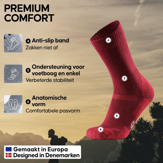 DANISH ENDURANCE Chaussettes de marche en laine mérinos - 3 paires - Taille 39-42