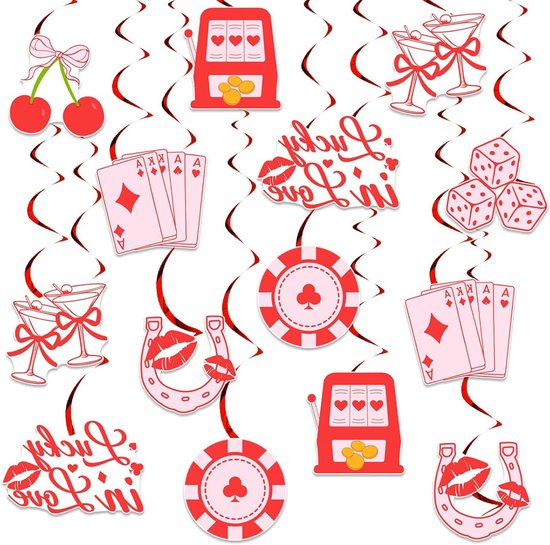 Bachelorette Party Decoraties Lucky In Love Casino Thema Hangende Wervelingen Bruidsdouche Kersen Las Vegas Decoratie Blackjack Game Night Dobbelstenen Feest