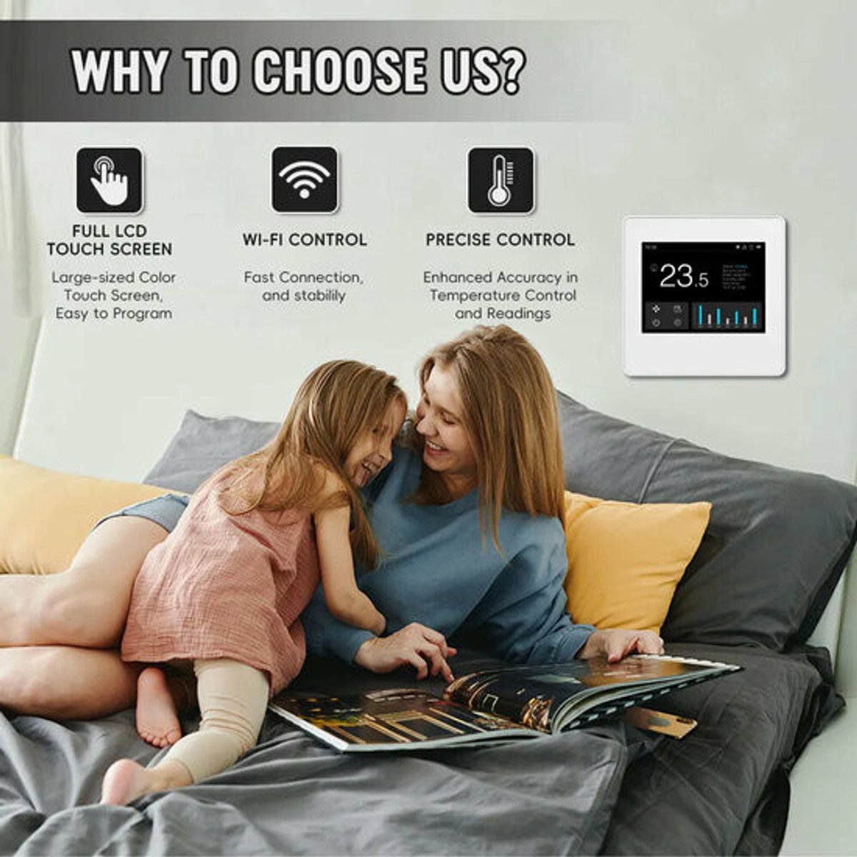 WiFi Smart vloerthermostaat, LCD-touchscreen-thermostaat