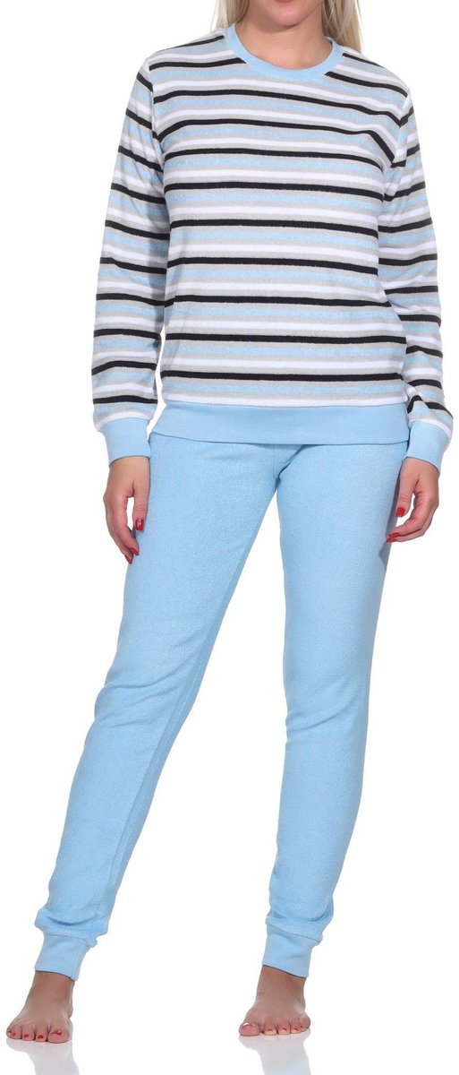 Normann dames pyjama badstof - Stripes - 50 - Blauw