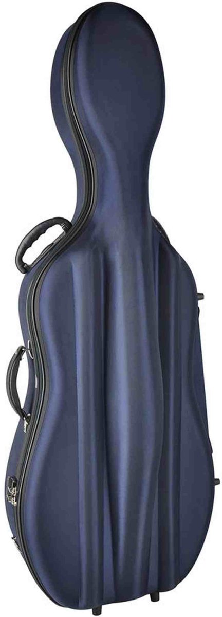 Leonardo CC-144-BU cellokoffer 4/4 gevormd blauw met slot en 2 riemen