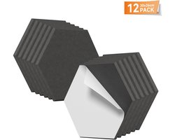 ACXIN 3D Akoestische Geluidsabsorber Panelen - Zelfklevend Schuim - Zwart Hexagon - 0,9cm Polyester