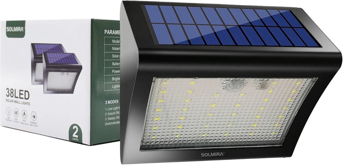 Set van 2 Krachtige Wandlampen met 38 LEDs voor Buitenverlichting