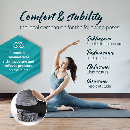#DoYourYoga - Yoga kussen - »Vishnu« - rond meditatiekussen met bio-organische Spelt vulling - H:15cm, diam.30cm - Style (1) van #DoYourYoga — afbeelding 2