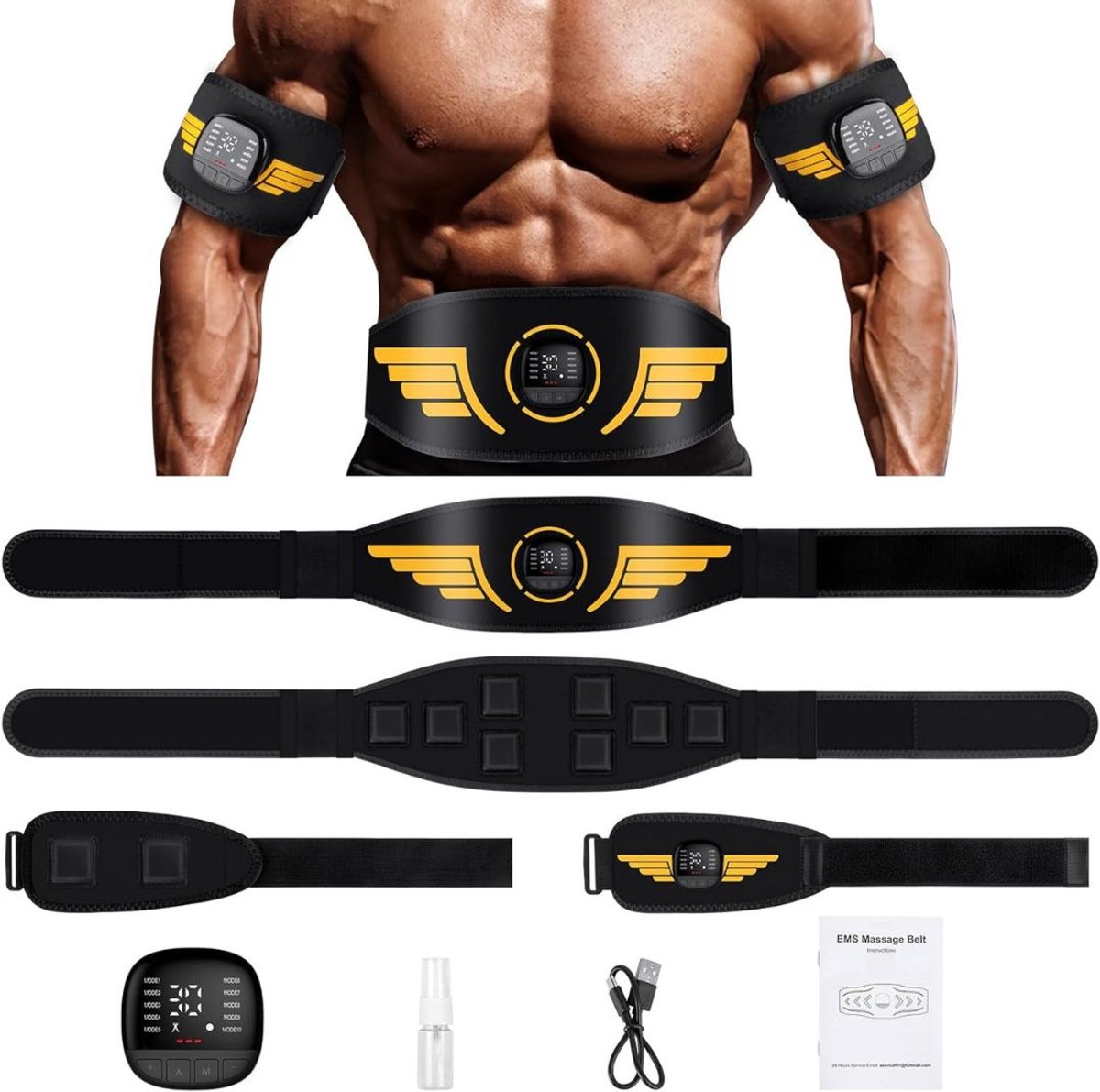 Buikspiertrainers Elektrisch - Hometrainer Afvallen - Fitness - Zwart en Geel