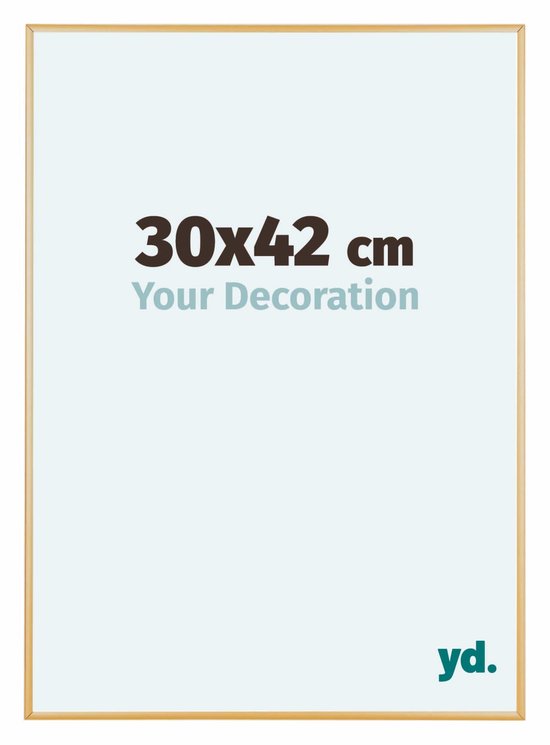 Goudkleurige vintage lijst met de tekst '30x42 cm Your Decoration'.