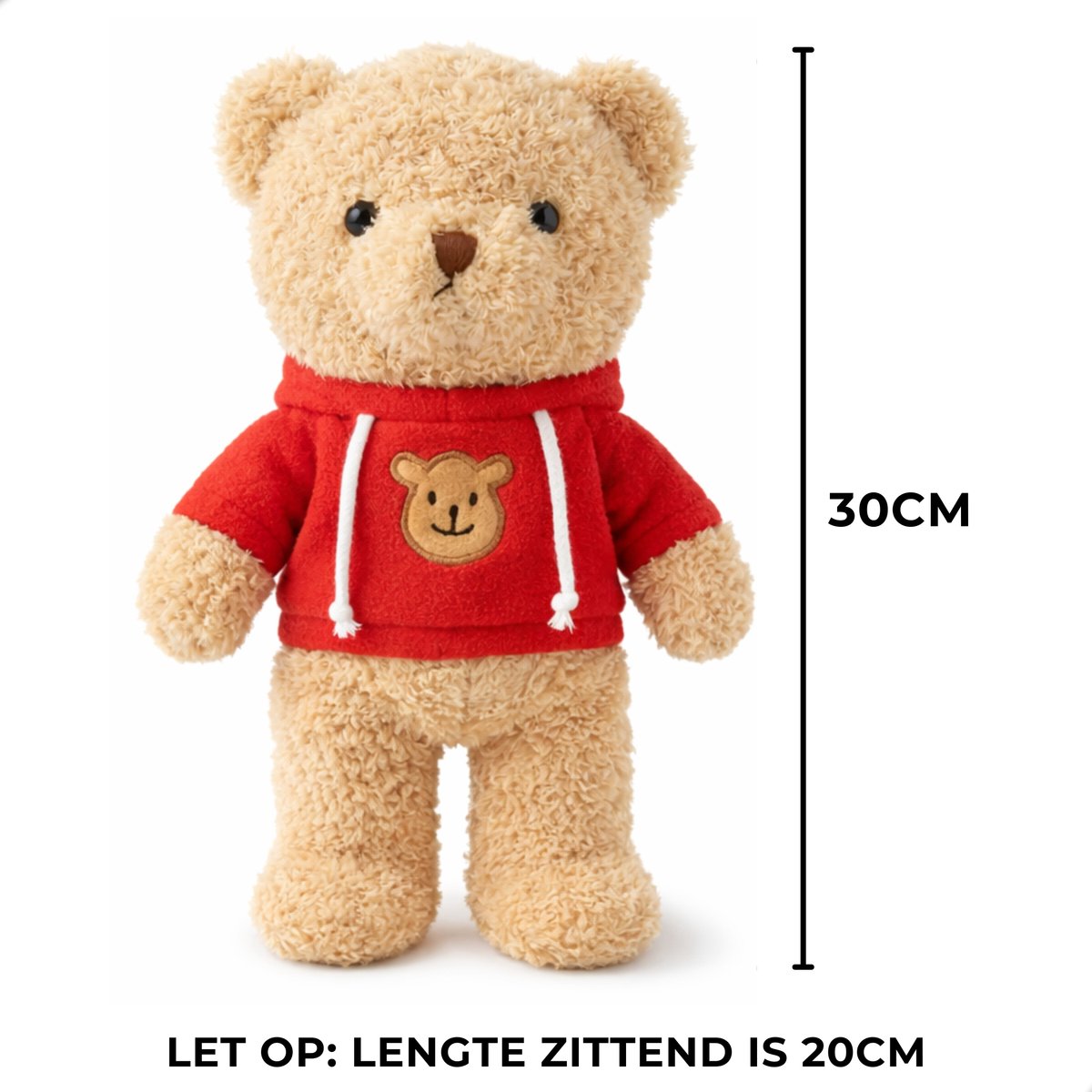 Boncy® Knuffelbeer - Teddybeer Knuffel met Rode Trui - Pluche Knuffels Bruin - Valentijn Cadeau of Baby Teddy Beer - 30cm Groot - Cadeautje Verjaardag — afbeelding 6