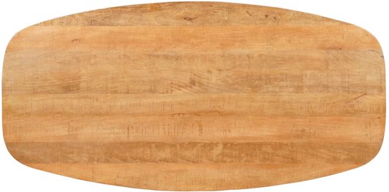 Sfeerwonen Enzo Plateau de table ovale danois 160 x 90 cm – Bois de manguier naturel brun – Massief Hout – Bord incliné (Swiss Edge) 5 cm – Sans piédestal