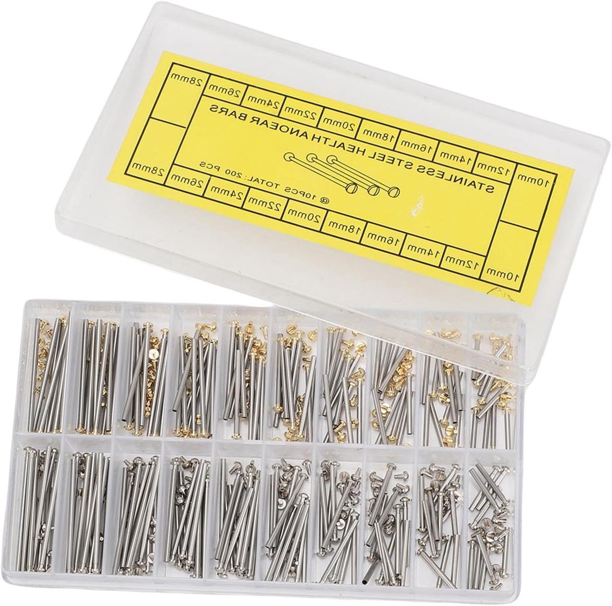 Allecto - Buiswrijvingspennen - Horlogeband Drukbalken - Roestvrijstaal - Klinknageluiteinden - Band Gesp - Link Cottergereedschap - Geschikt voor Horloges - Reparatie van Horlogebanden met 200 onderdelen