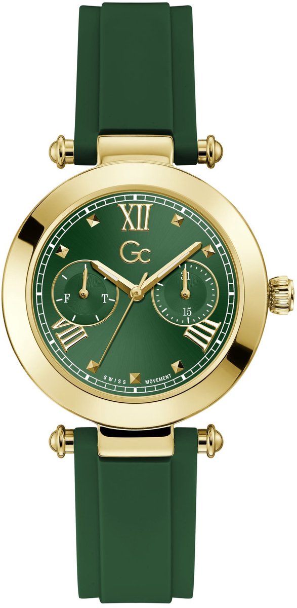 Gc Gsc Gc Primechic Quartz Analoog Horloge Groen Kast: 100% Roestvrij Staal | Armband: 100% Siliconen 36.5 mm Y48007L9MF